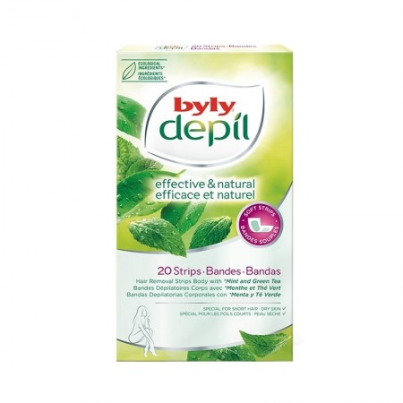 Byly Depil Hair Removal Strips Body Mint & Green Tea Extract 20 τεμ.
