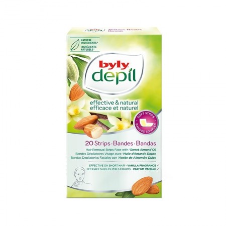 Byly Depil Hair Removal Strips Face Sweet Almond Oil 20τεμ