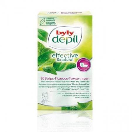 Byly Depil Hair Removal Strips Face Mint & Green Tea 20τεμ