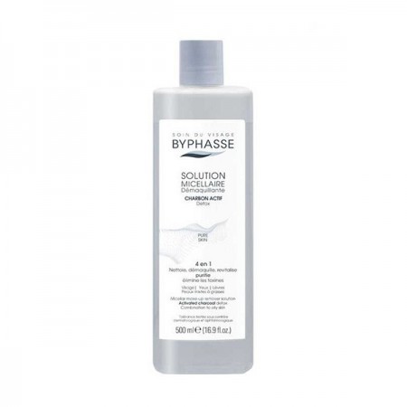 BYPHASSE  Micellar Make-Up Remover Solution With Activated Charcoal 500ml