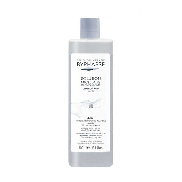 BYPHASSE  Micellar Make-Up Remover Solution With Activated Charcoal 500ml