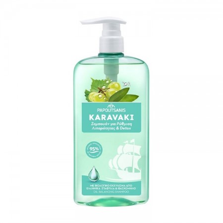 Papoutsanis Karavaki Σαμπουάν για Ρύθμιση της Λιπαρότητας και Detox 600ml