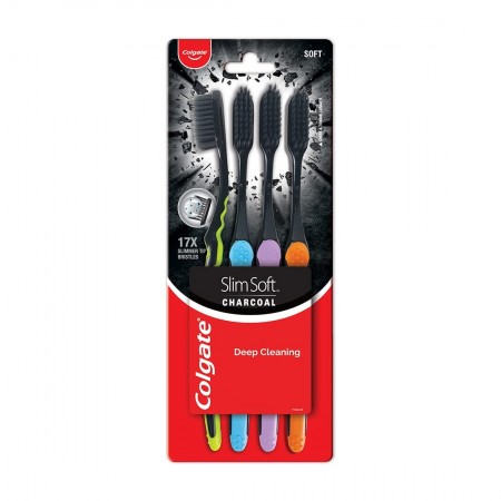 Colgate Slim Soft Charcoal Toothbrush  4 Pcs 