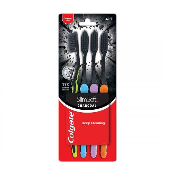 Colgate Slim Soft Charcoal Toothbrush  4 Pcs 