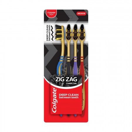 Colgate Zig Zag Charcoal Tooth Brush 4pcs Medium