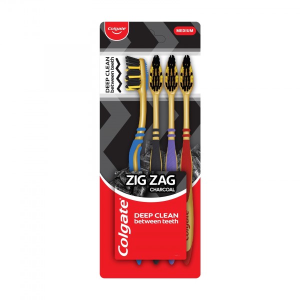 Colgate Zig Zag Charcoal Tooth Brush 4pcs Medium